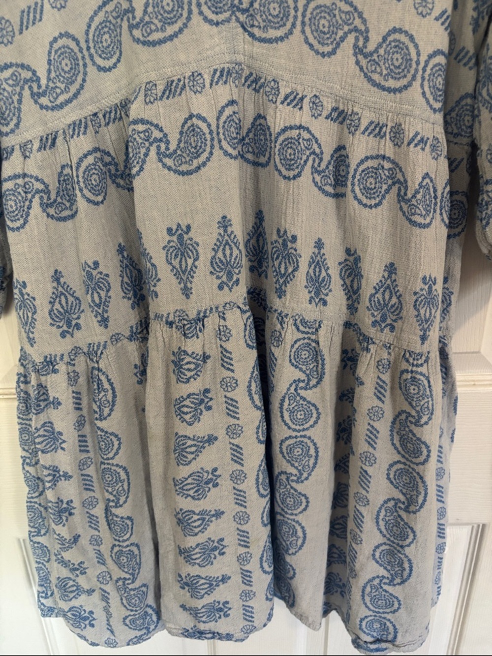 NEjMA Blue Paisley V-Neck 100% cotton Mini Dress - Picture 5 of 11